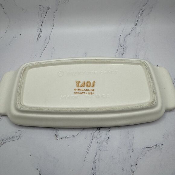 TAOS TREASURE CRAFT BUTTER DISH Southwest Adobe Stone Ware Made In The USA - Picture 11 of 12